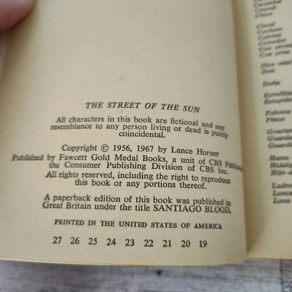 The Street of the Sun by Lance Horner‎ 1967 Paperback Historical Fiction